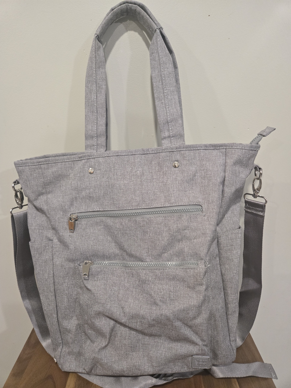 JoyLab Light Gray Canvas 3 Way Tote Bag